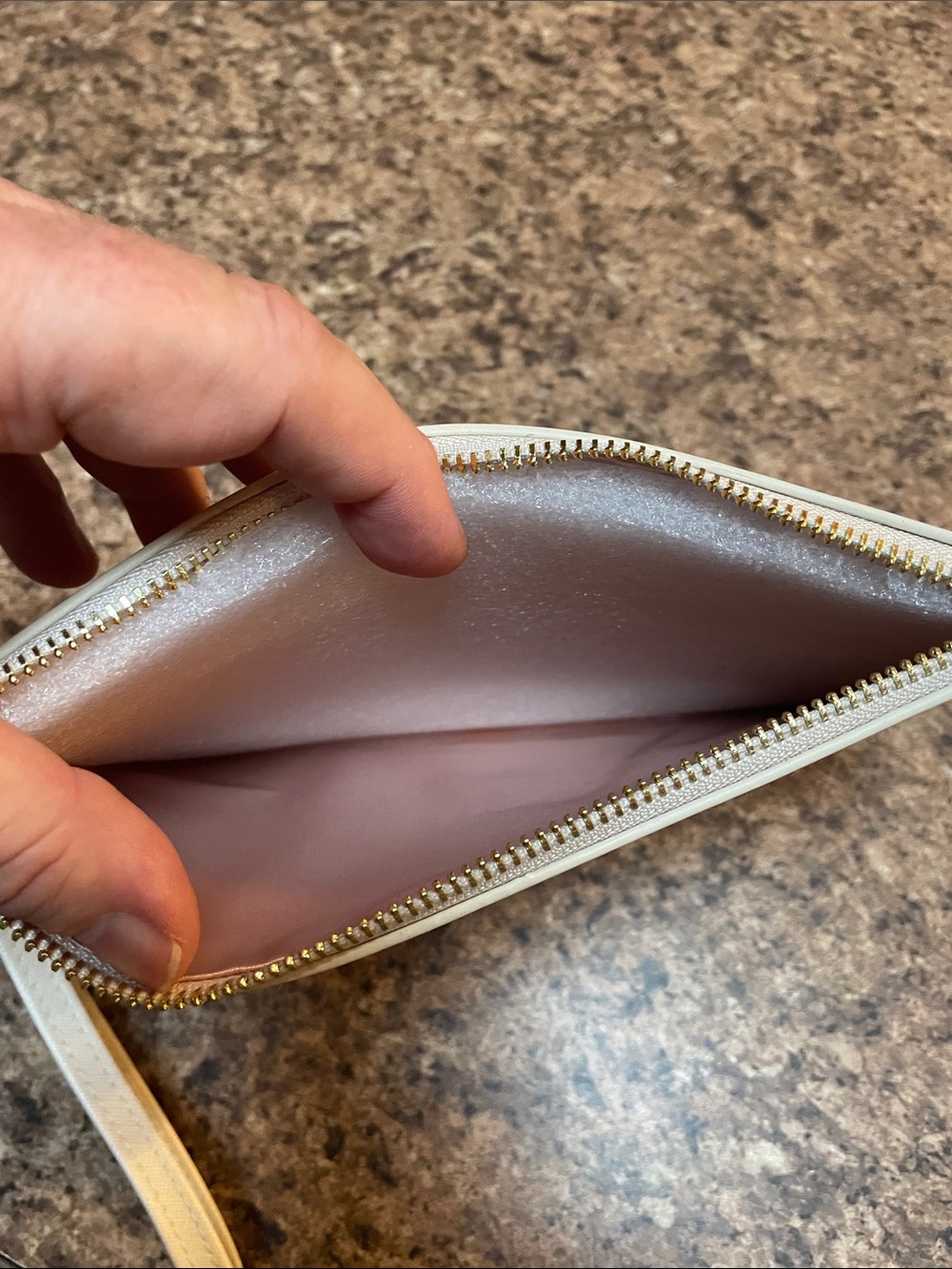 Mrs.Textured Faux Leather Wristlet — Cream NWT - Picture 3 of 4